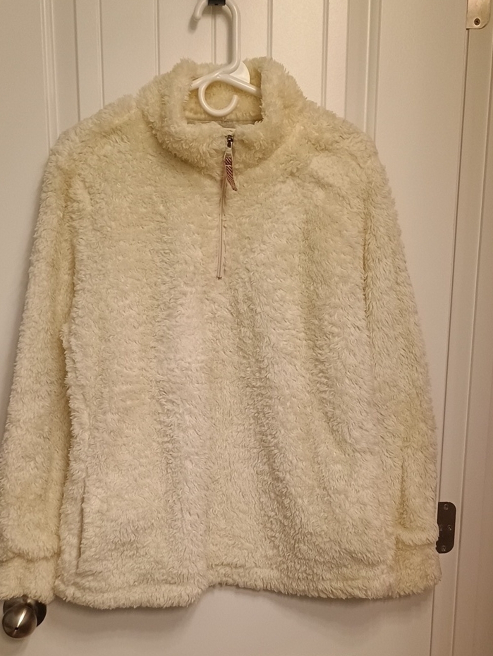 Plush Cream Sherpa Half-Zip Jacket